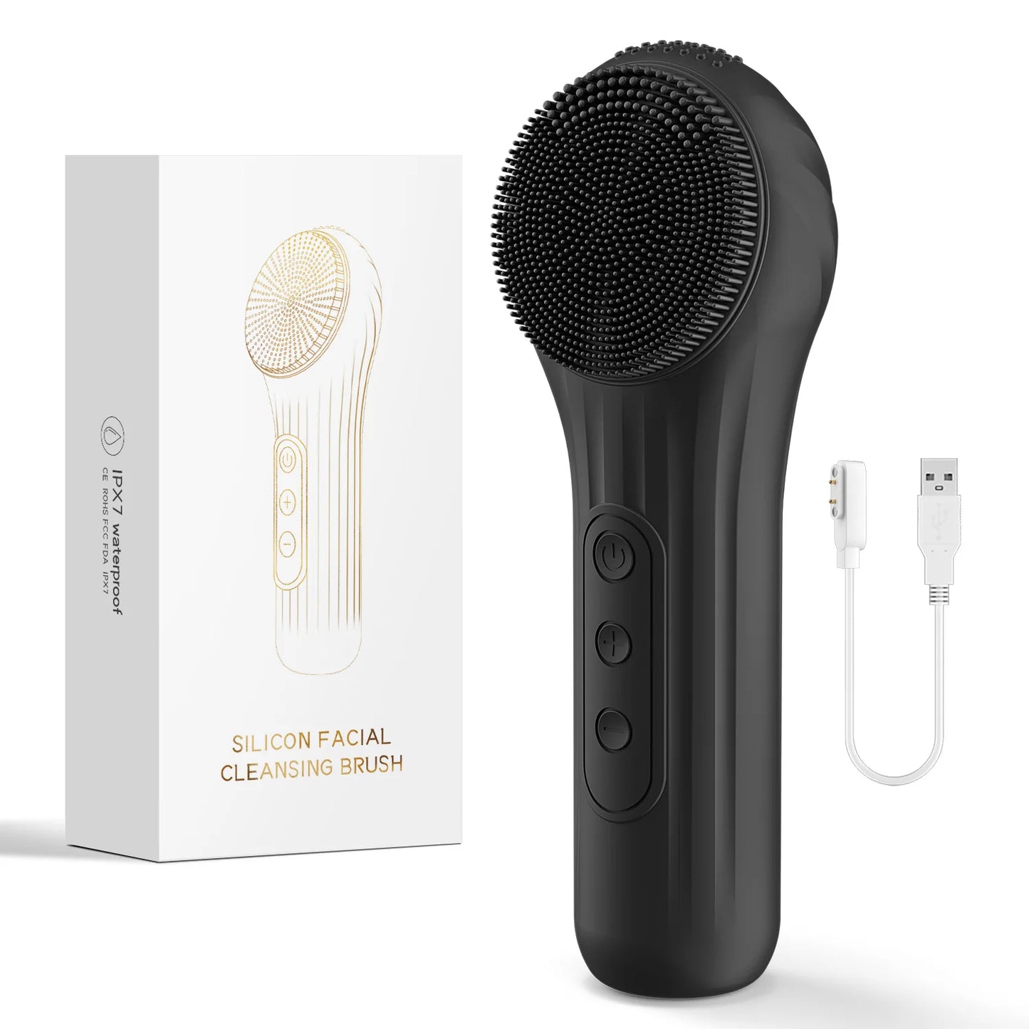 Silicone Electric Facial Cleansing Brush–6 Speeds,Heat Application Waterproof&Deep Pore Cleanse Skin Cleansing Device Portable