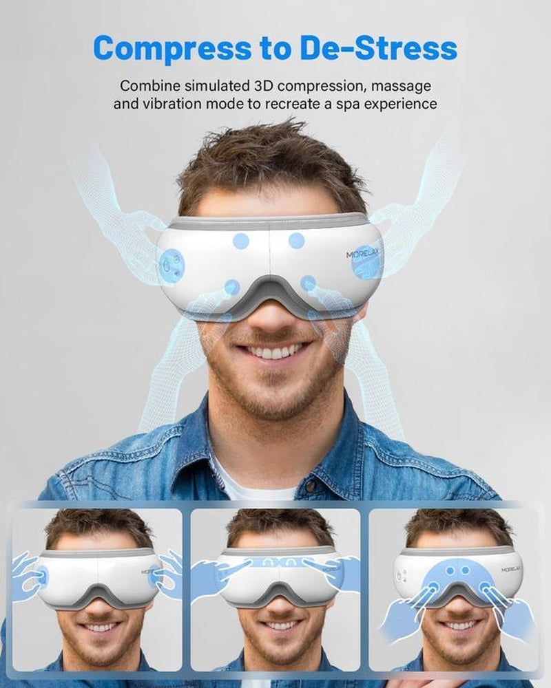 Morelax Eye Massager with Heat & Music, Sleep Eye Massager Mask, Eye Massage Device, Gift for Women & Men