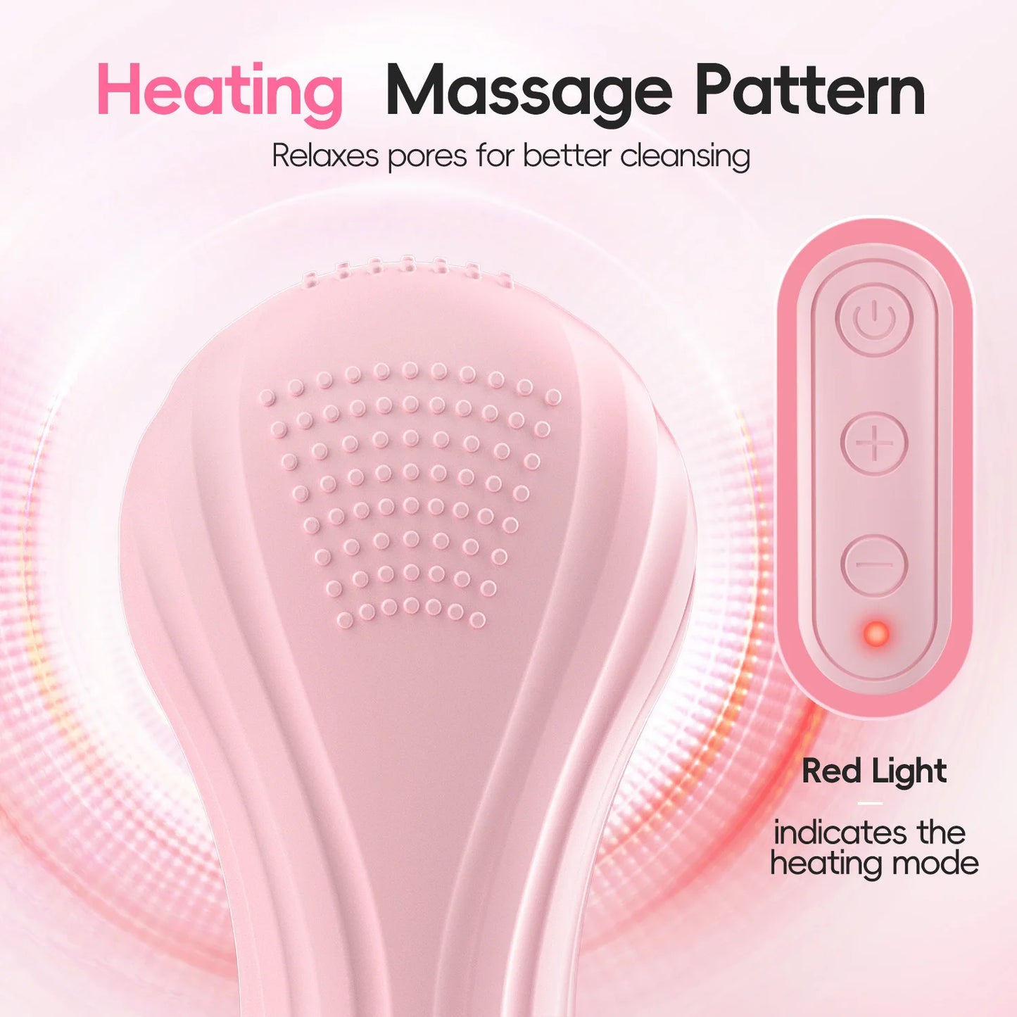 Silicone Electric Facial Cleansing Brush–6 Speeds,Heat Application Waterproof&Deep Pore Cleanse Skin Cleansing Device Portable