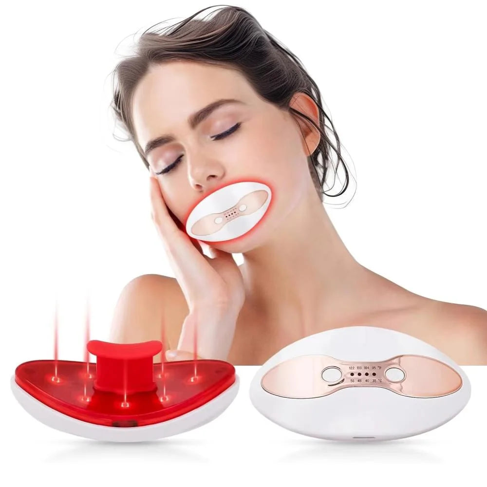 2 in 1 Lip Plumper and Eye Care Tool Red Light Therapy 4 Levels Heating Temps for Anti-Aging Smooth Wrinkles Reduce Dark Circles
