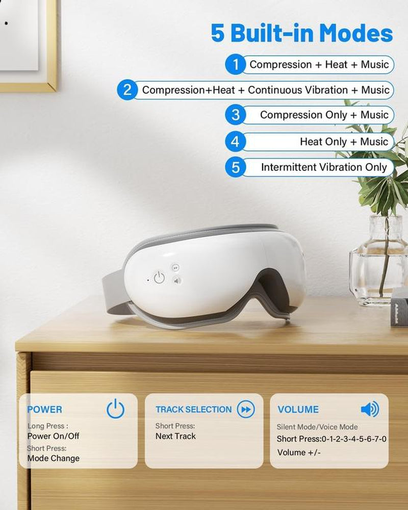 Morelax Eye Massager with Heat & Music, Sleep Eye Massager Mask, Eye Massage Device, Gift for Women & Men