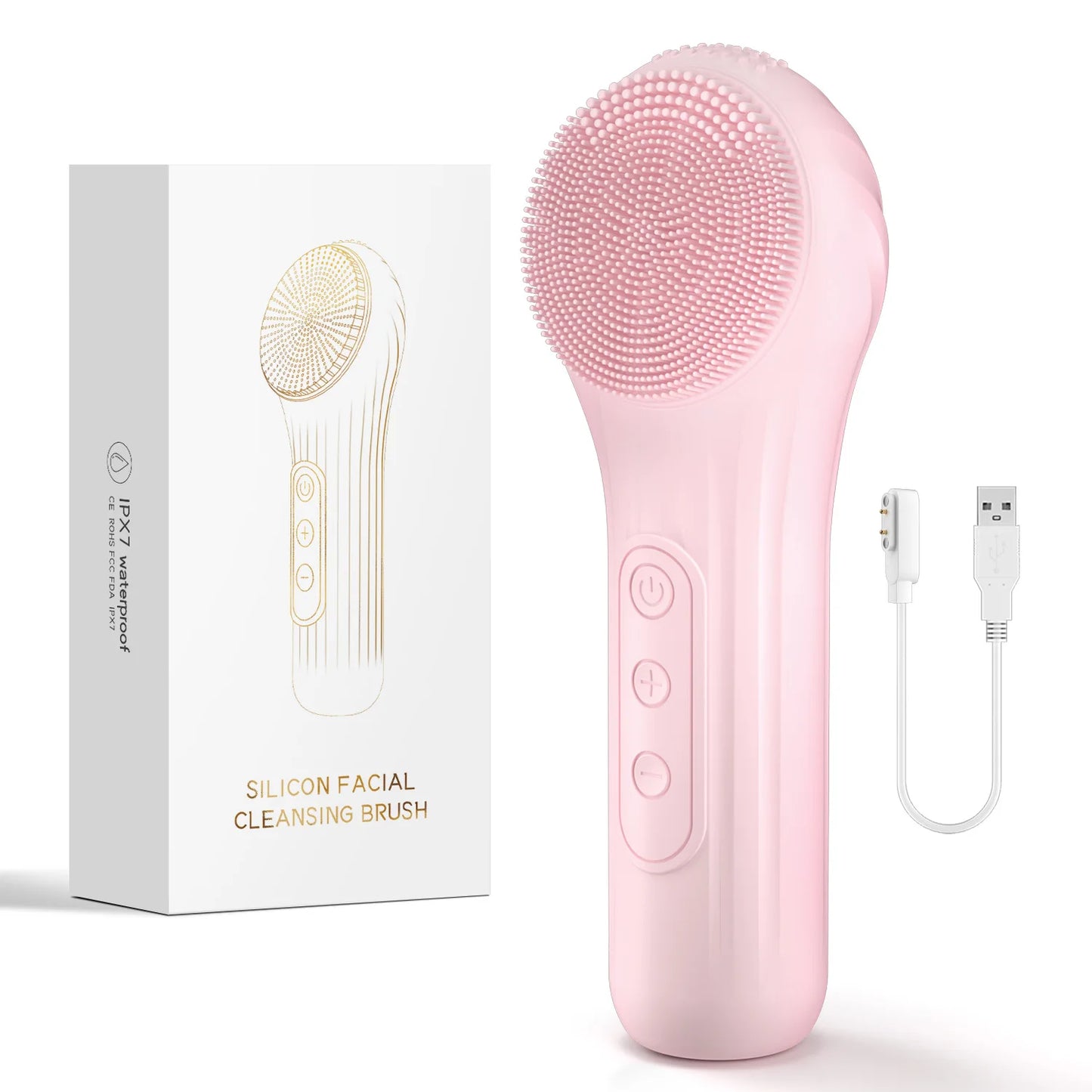 Silicone Electric Facial Cleansing Brush–6 Speeds,Heat Application Waterproof&Deep Pore Cleanse Skin Cleansing Device Portable