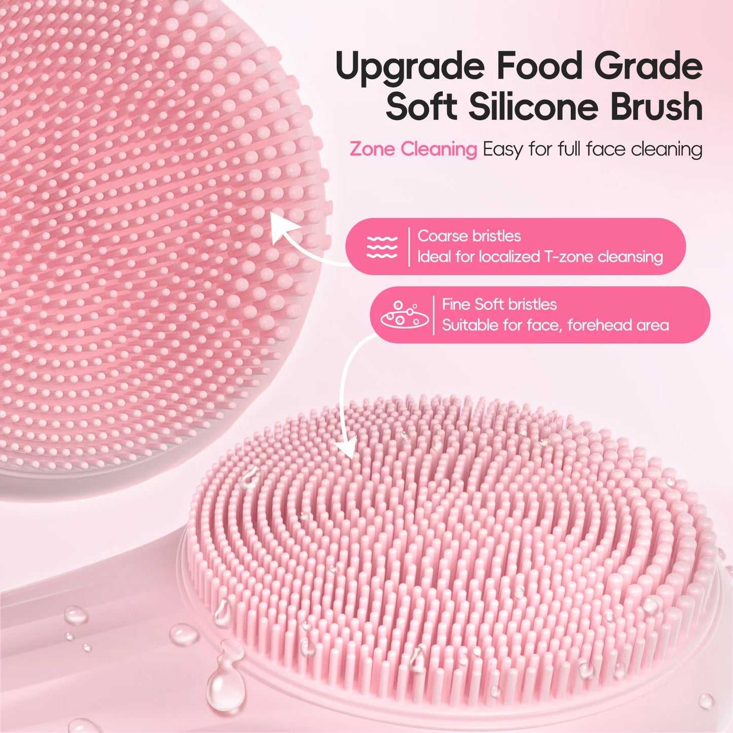 Silicone Electric Facial Cleansing Brush–6 Speeds,Heat Application Waterproof&Deep Pore Cleanse Skin Cleansing Device Portable
