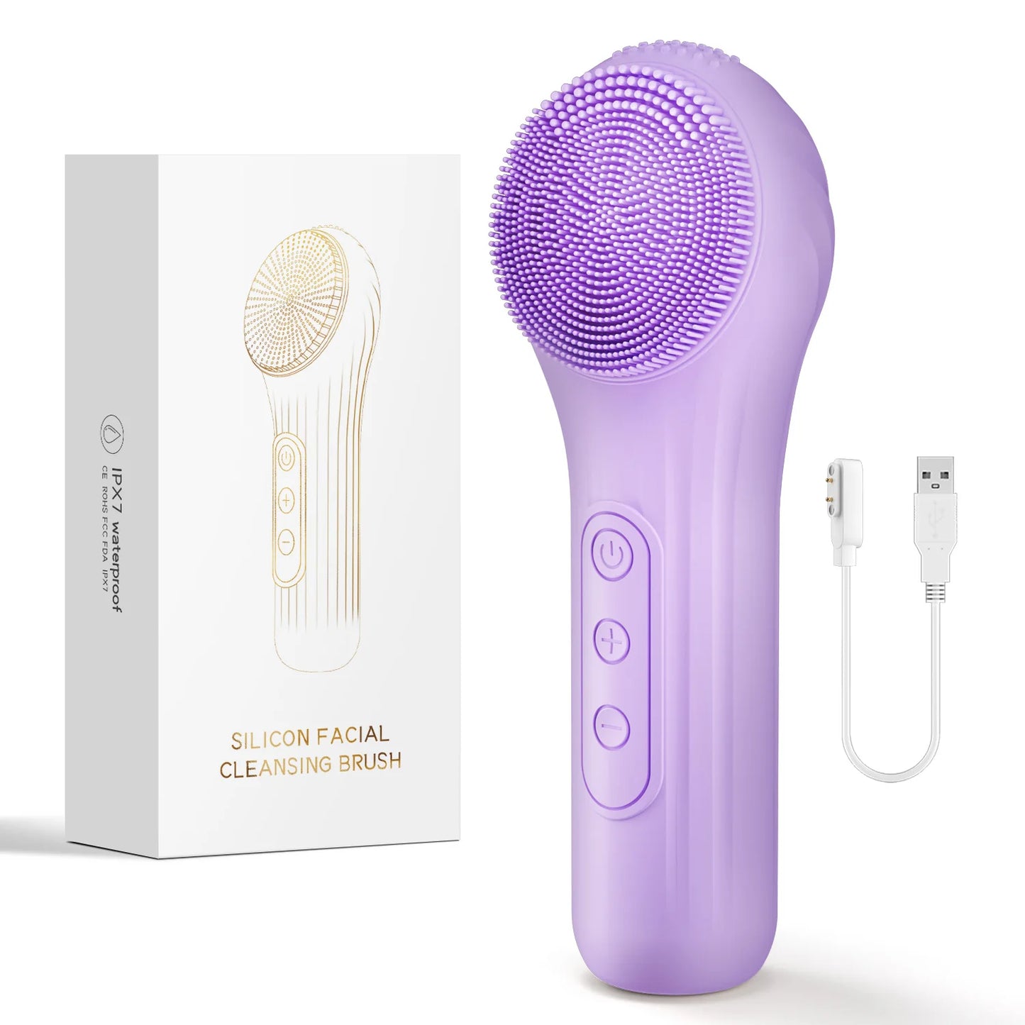 Silicone Electric Facial Cleansing Brush–6 Speeds,Heat Application Waterproof&Deep Pore Cleanse Skin Cleansing Device Portable